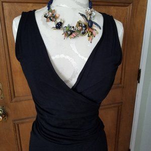 Cabi Sleeveless Ruched V Neck LBD - Size S